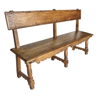 Late 19th Century Italian Walnut Bench For Sale