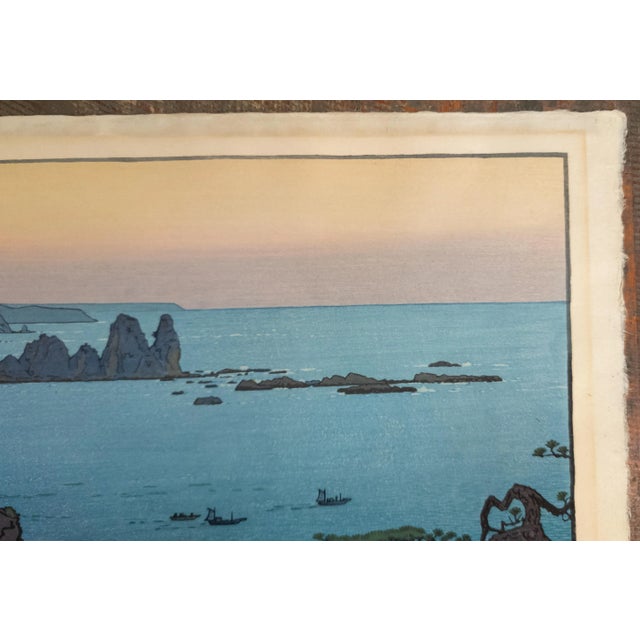 Early 20th Century Early 20th Century Japanese Woodblock Print by Toshi Yoshida "Isozaki Morning" For Sale - Image 5 of 15