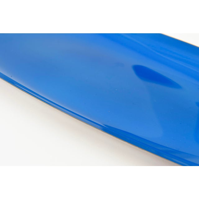 Metal Vintage Reed and Barton Silver-Plate and Sapphire Blue Enamel Tray or Bowl, 1950's For Sale - Image 7 of 10