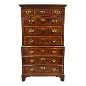Henredon Aston Court Burl Wood Georgian Mahogany Tall Chest Highboy Dresser