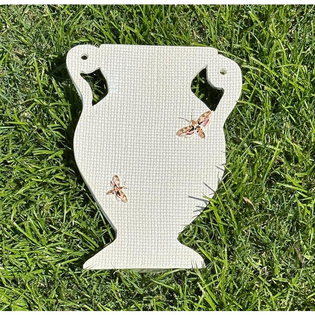 Arts & Crafts Liz Marsh Linen Textured Silhouette Vase With Moths For Sale - Image 3 of 5