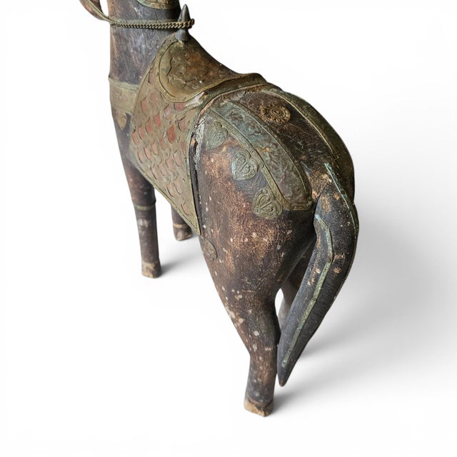 Vintage Anglo-Indian Brass Clad Marwari Horse Sculpture For Sale - Image 14 of 18