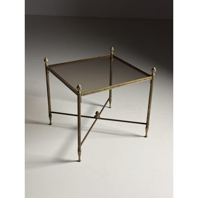 Gold Brass Side Table in the style of Maison Bagues For Sale - Image 8 of 14