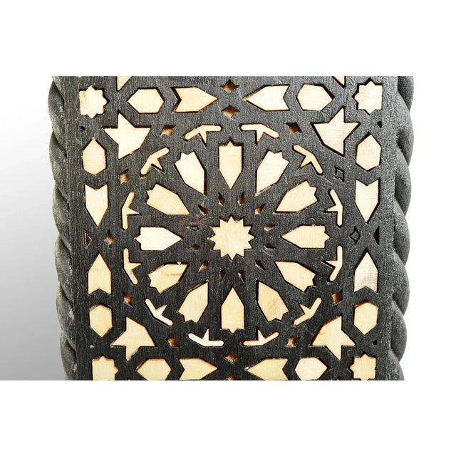 Moroccan Vintage Square Moroccan Wood Inlay Mirror Small For Sale - Image 3 of 3