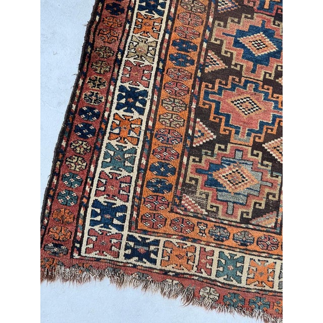 Persian 1930s Tangerine Melon Beautiful Tribal Pattern Rug 3.5 x 10 For Sale - Image 3 of 9