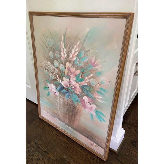 Mid-Century Modern Vintage Lee Reynolds Framed Floral Still Life Painting For Sale - Image 3 of 6