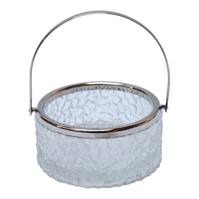 1940s Art Deco Crystal and Silverplate Bon Bon Dish For Sale