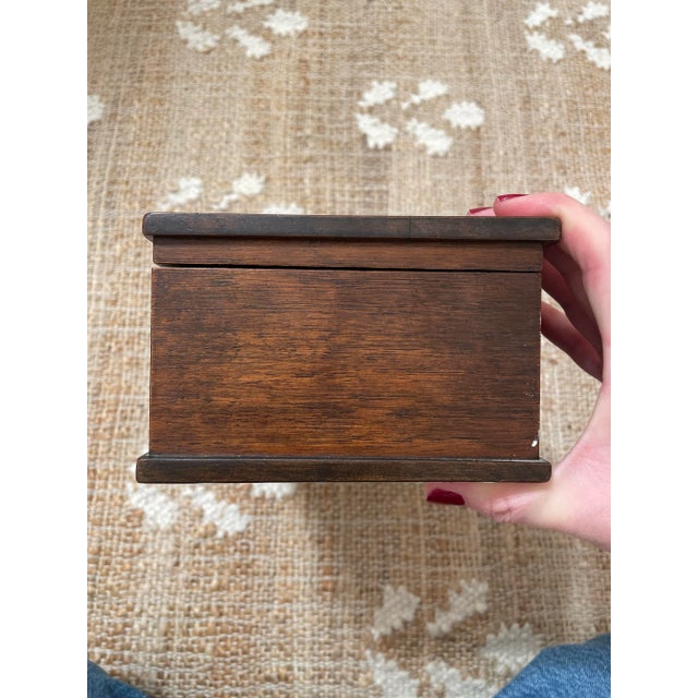 Traditional Antique Brown Wooden Dresser Desk Top Sewing Box For Sale - Image 3 of 12