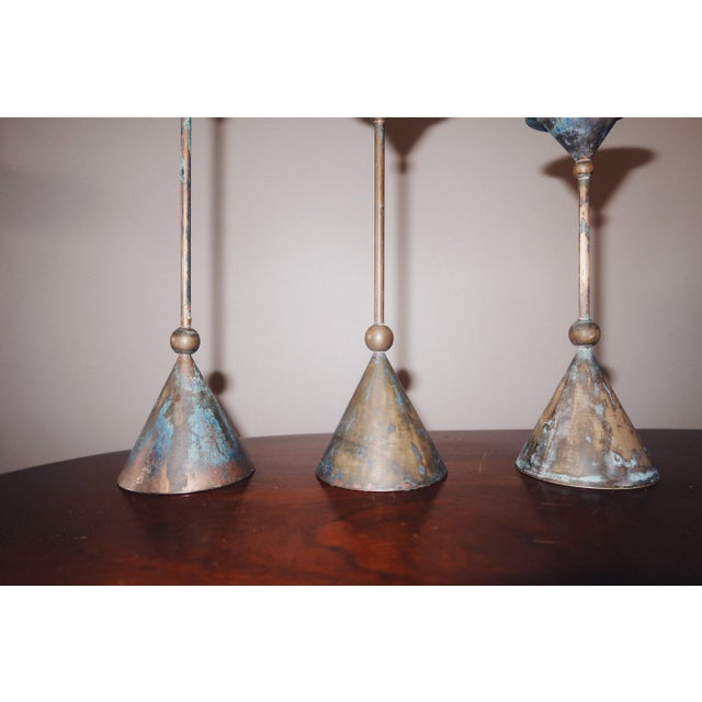 1980s Set of Three Bronze Candlesticks by Christian De Beaumont, France, 1980s For Sale - Image 5 of 8