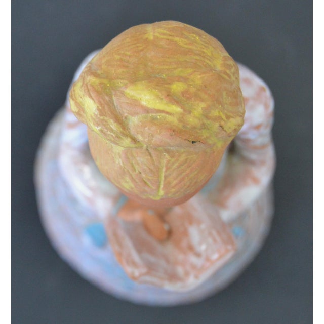 Tan 1950s Margit Kovács Stylized Reading Girl Clay Sculpture Budapest Hungary For Sale - Image 8 of 15