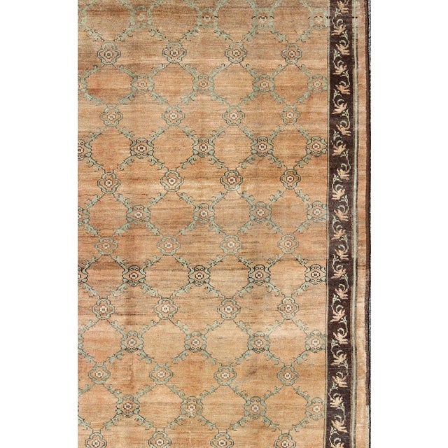Vintage Turkish Oushak Rug With Soft Orange, Light Green, and Charcoal Brown For Sale - Image 4 of 8