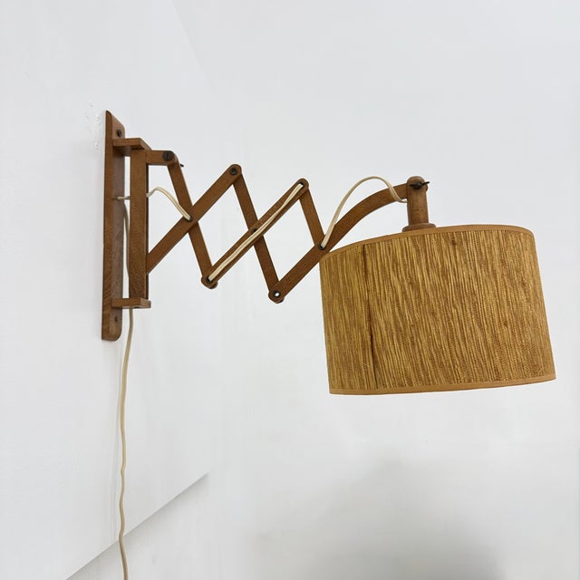 Vintage Teak Scissors Wall Lamp, 1960s For Sale - Image 9 of 18