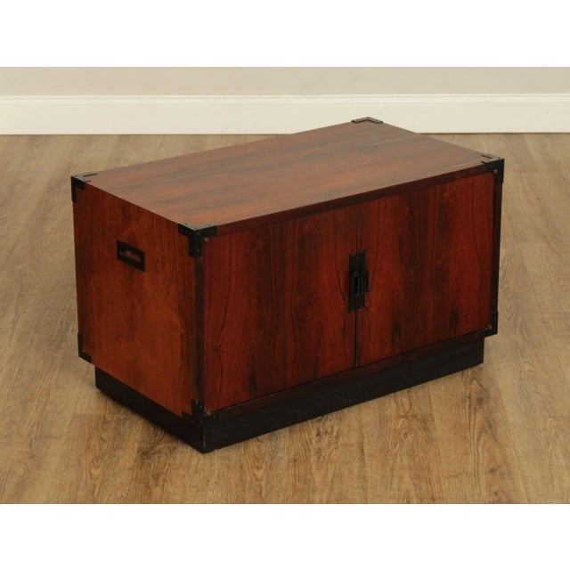 High Quality Vintage Rosewood Faux Campaign Chest Two Door Storage or Media Cabinet