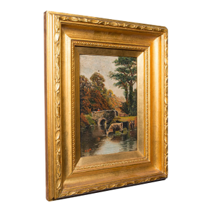 Antique River Landscape Painting, English School, Art, Oil on Canvas, Edwardian