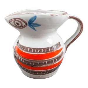 Desimone Italy Signed Vintage Abstract Hand Painted Art Pottery Pitcher