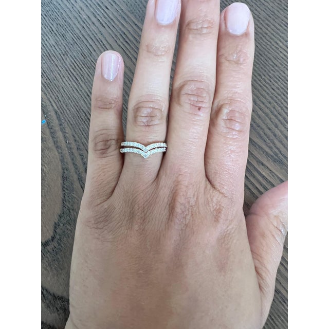 Metal 0.79 Carat Round Cut Diamond Rose Gold Bands, Size 7 For Sale - Image 7 of 10