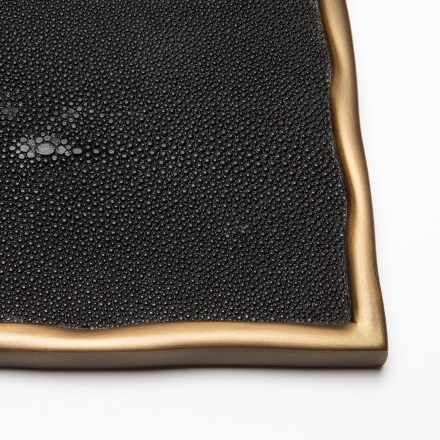 Metal Rectangular Melting Tray in Black Shagreen With Bronze Patina Brass by R&y Augousti For Sale - Image 7 of 7