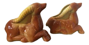 1960s Mid Century Usa Pottery Gazelle Planter Vases - a Pair