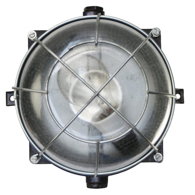 Mid-Century Industrial Bakelite and Frosted Glass Sconces For Sale - Image 4 of 5