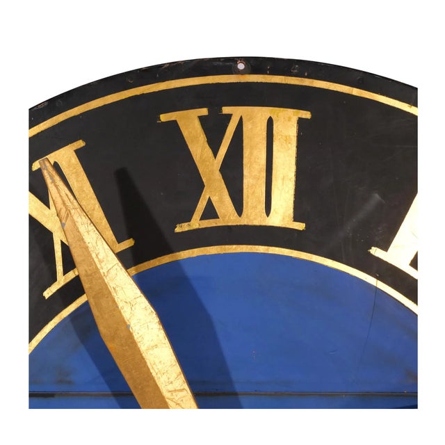 French Early 20th Century Hand-Painted French Tower Clock Face For Sale - Image 3 of 11