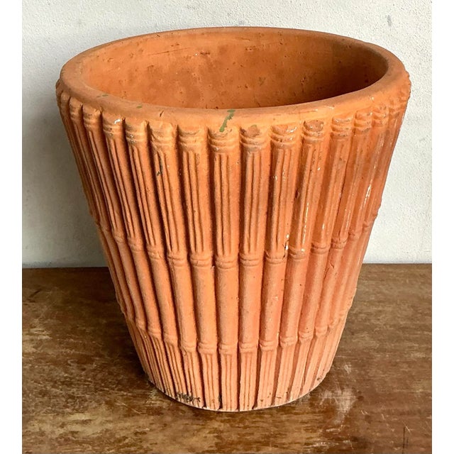 Vintage Regency Terracotta Bamboo Planter For Sale In West Palm - Image 6 of 7