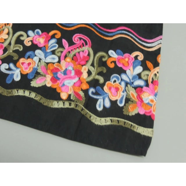 Boho Chic Vintage Pink & Black Embroidered Textile Skirt Sash From Peru For Sale - Image 3 of 4