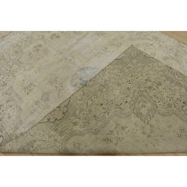 Tabriz Rug 7’5” X 10’8” Beige Wool Vintage Distressed Hand-Knotted Carpet For Sale - Image 14 of 15