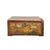 Vintage Distressed Brick Red Brown Lotus Cranes Oriental Wood Trunk Table For Sale - Image 4 of 12