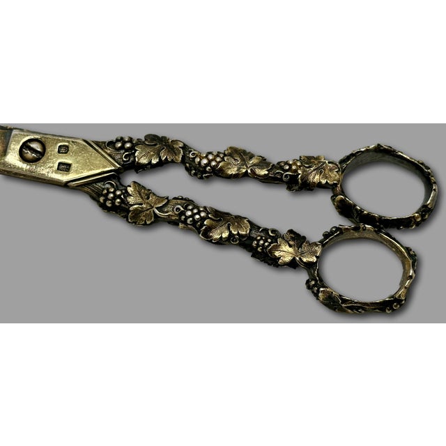 Outstanding Fine Quality Antique London England Georgian Sterling Silver Grape Shears For Sale - Image 12 of 18