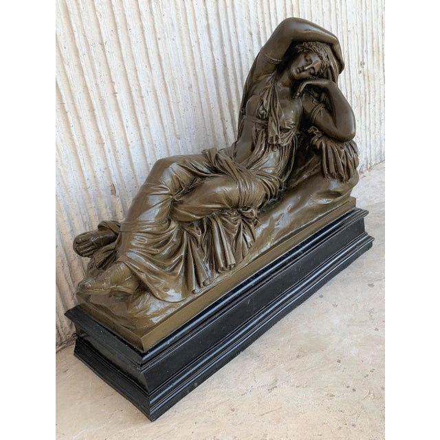 Late 19th Century Italian Bronze Tuscany Neoclassical Style Sculpture Featuring a Relaxed Woman For Sale - Image 5 of 12