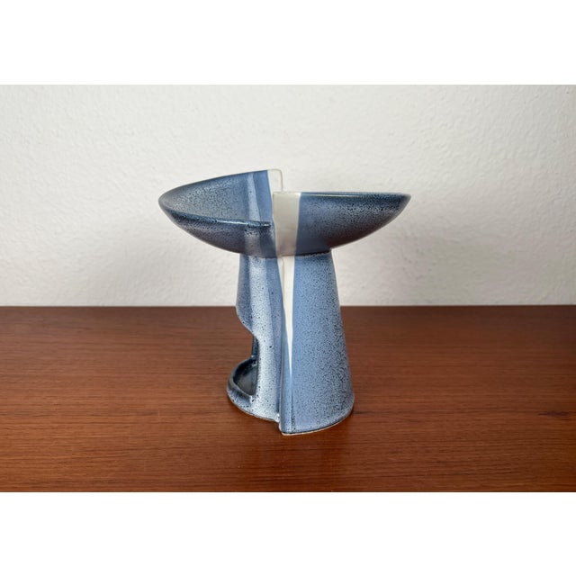 Blue Postmodern German Studio Pottery Abstract Candleholder and Aroma Lamp, 1980s For Sale - Image 8 of 18