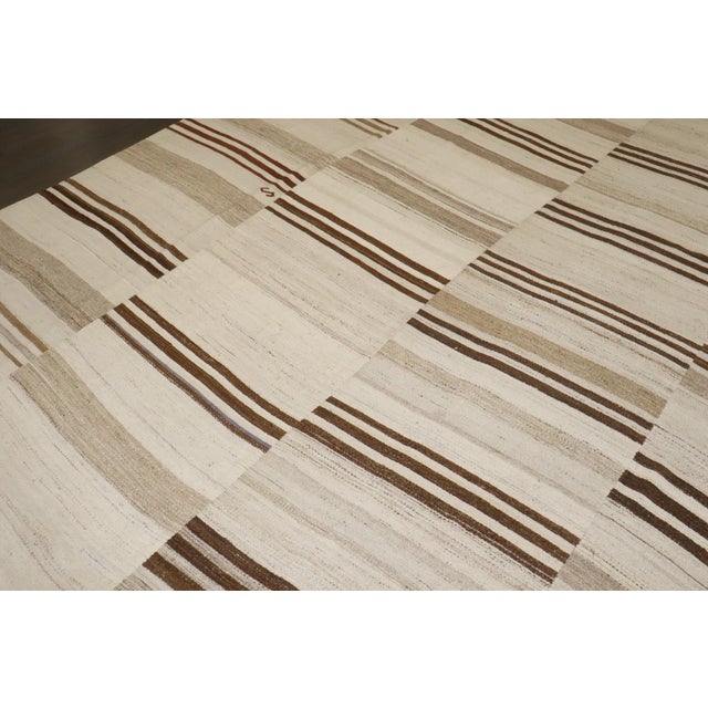 Mid 20th Century Vintage White Brown Turkish Kilim - 9'3" x 11'3" For Sale - Image 5 of 10