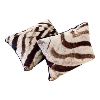 Petit Zebra Style Pillows - a Pair For Sale
