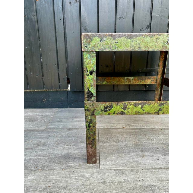 Metal Side Table with Green Patina For Sale - Image 5 of 13