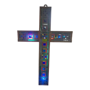 Mid 20th Century Stained Glass Three Dimensional Cross