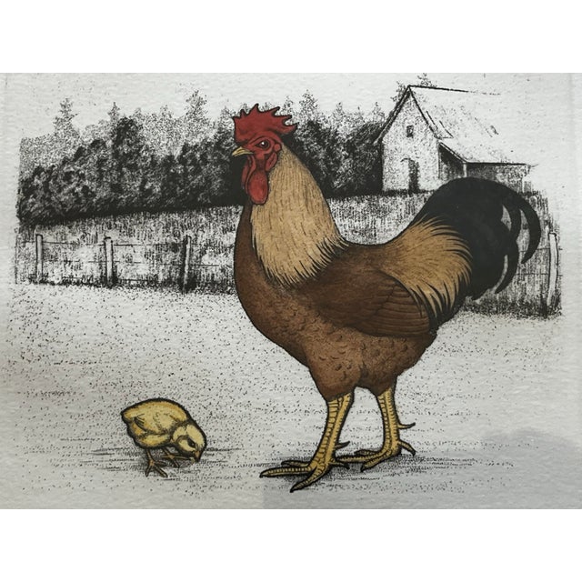 Brown Vintage Original Hand Tinted Etchings by Lucius DuBose, a Pair For Sale - Image 8 of 12