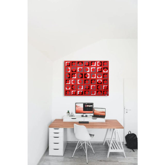 "Red Circles Composition" Original Acrylic Painting on Canvas by Natalia Bessonova For Sale - Image 4 of 7