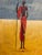 Yellow African Tribal Figure Oil Painting Textured Modern Ethnic Wall Art Framed Safari Style Decor 24x18 Canvas For Sale - Image 8 of 12
