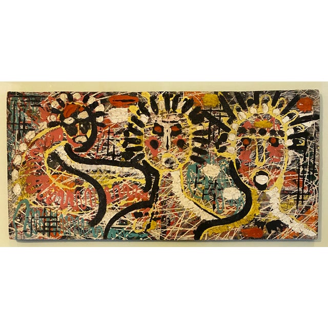 A visually explosive Neo-Expressionist mixed media painting executed in the unmistakable spirit of Jean-Michel Basquiat,...