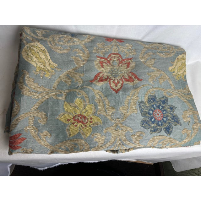 A large, high-quality textile in light blue silk and cotton. The brocade adds an interesting layer and definitely catches...