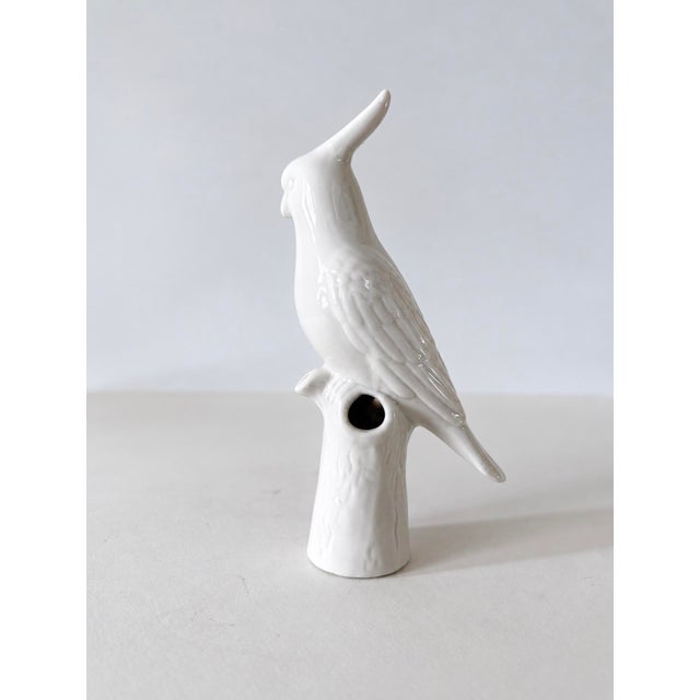 Ceramic Single Blanc De Chine Cockatoo Bud Vase For Sale - Image 7 of 11