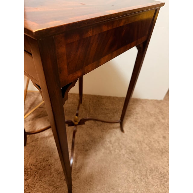 Late 20th Century Maitland-Smith Figured Wood Chairside End Table With Pull-Out Tray For Sale - Image 10 of 12