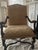 Transitional Pair of Sherrill Carved Wood Damask Armchairs With Nailhead Trim Pair of Sherrill Carved Wood Damask Armchairs With Nailhead Trim For Sale - Image 3 of 17