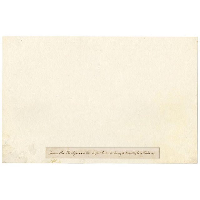 Unknown, Looking to Kensington Palace from the Bridge over the Serpentine, London, Watercolour For Sale - Image 6 of 7