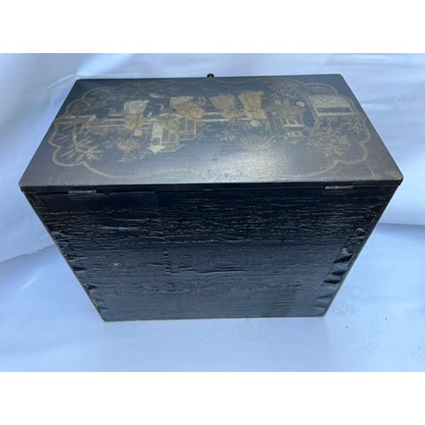 Chinoiserie Wood Trunk For Sale - Image 4 of 16