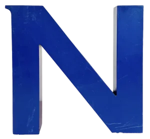 Vintage Blue Iron Facade Letter N, 1970s