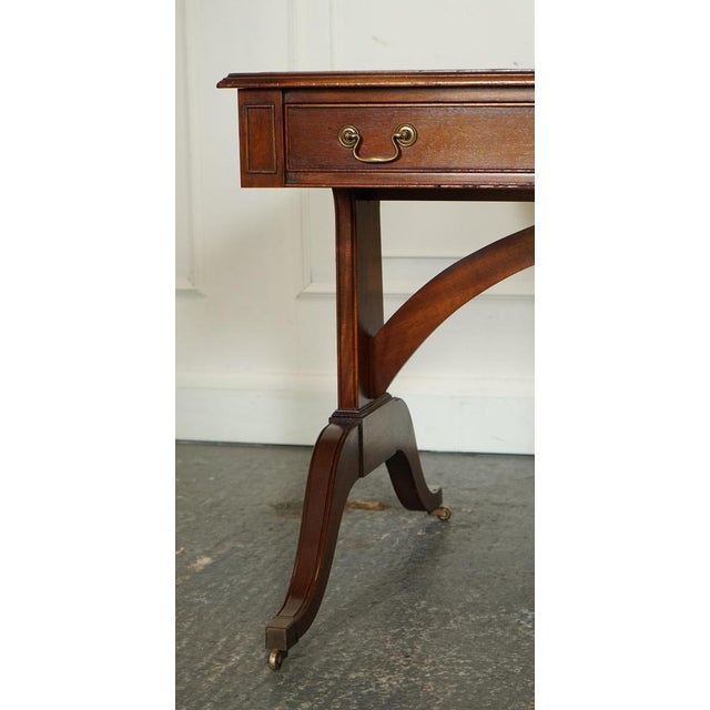 Vintage Regency Style Desk with Green Leather For Sale - Image 10 of 18