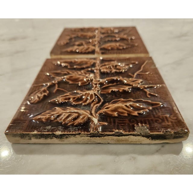Late 19th Century 2 Hamilton Tile Co. "Vine and Leaf" Tiles For Sale - Image 5 of 11