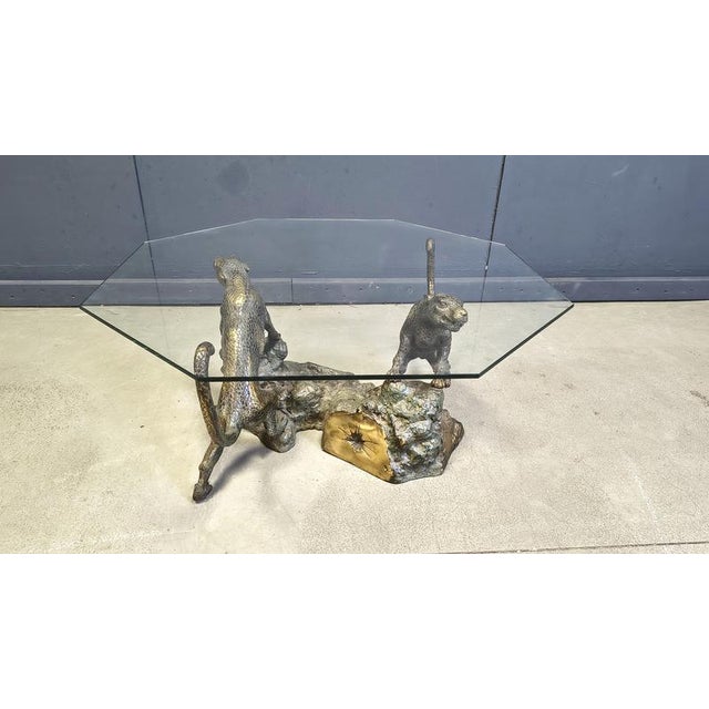 Bronze and Glass Leopard Coffee Table, 1970s For Sale - Image 10 of 12