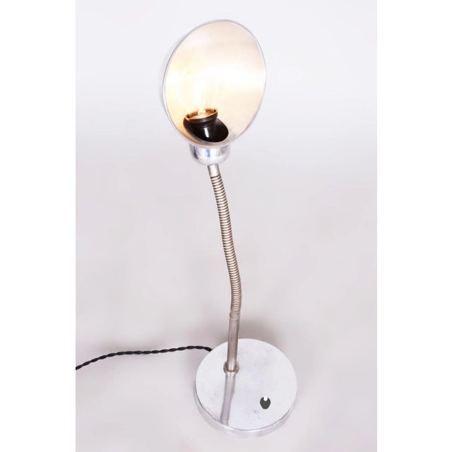 Metal Bauhaus Chrome Table Lamp, Czechia, 1930s For Sale - Image 7 of 10